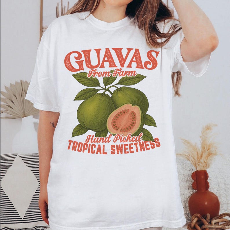 Commercial Printing Trends - Ретро-футболка с графическим принтом Guavas, винтажная